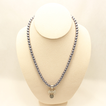 レンタル　グレーパール　ネックレスpettitA-29