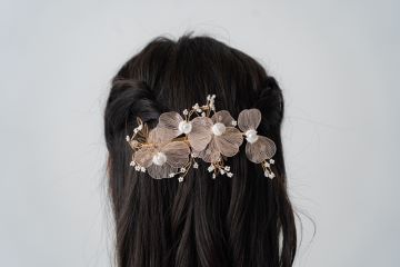 ピンクゴールド　フラワーヘアーピン　H－167