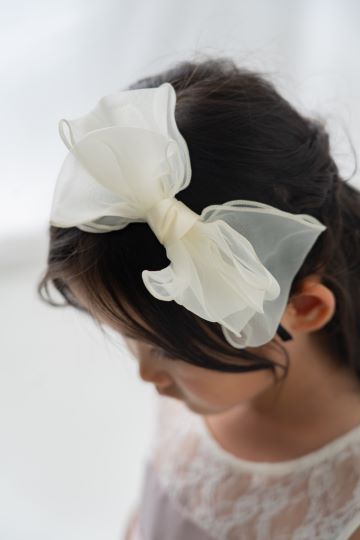 リボンオーガンジー　カチューシャH－55ホワイト