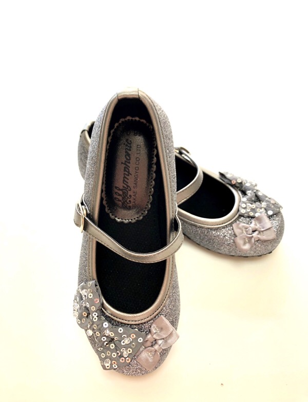 SALE フォーマルシューズ　リボンラメシルバー17ｃｍ（販売商品）